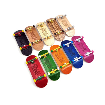 34mm Fingerboard Complete Wood Pro Set-Up (Pre-Assembled, 5-Layers), Pro Trucks, CNC Bearing Wheels, Foam Grip Tape, (Deck: Zebra Wood, Trucks: Gold, Wheels: Brown) 34 mm Pro Fingerboard SPITBOARDS